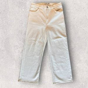 & Other Stories Wide Leg Cropped White Jeans - 31x28
